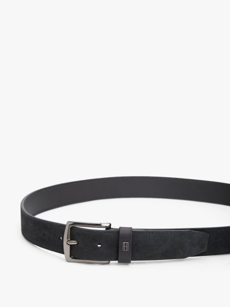 Black Denton Flag Plaque Suede Belt  Men