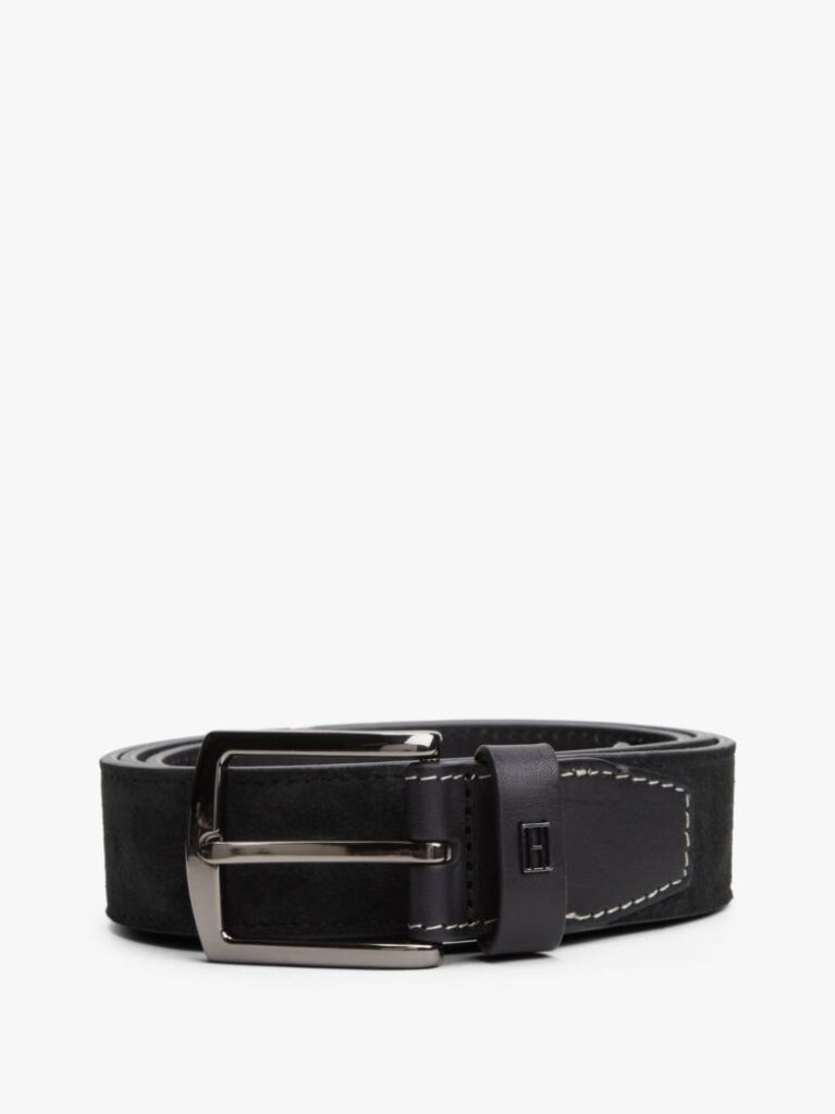 Black Denton Flag Plaque Suede Belt  Men