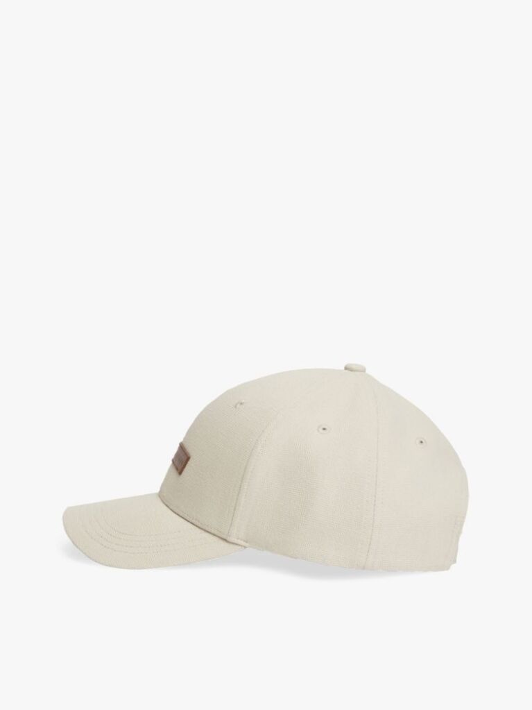 Beige Logo Patch Canvas Baseball Cap  Men
