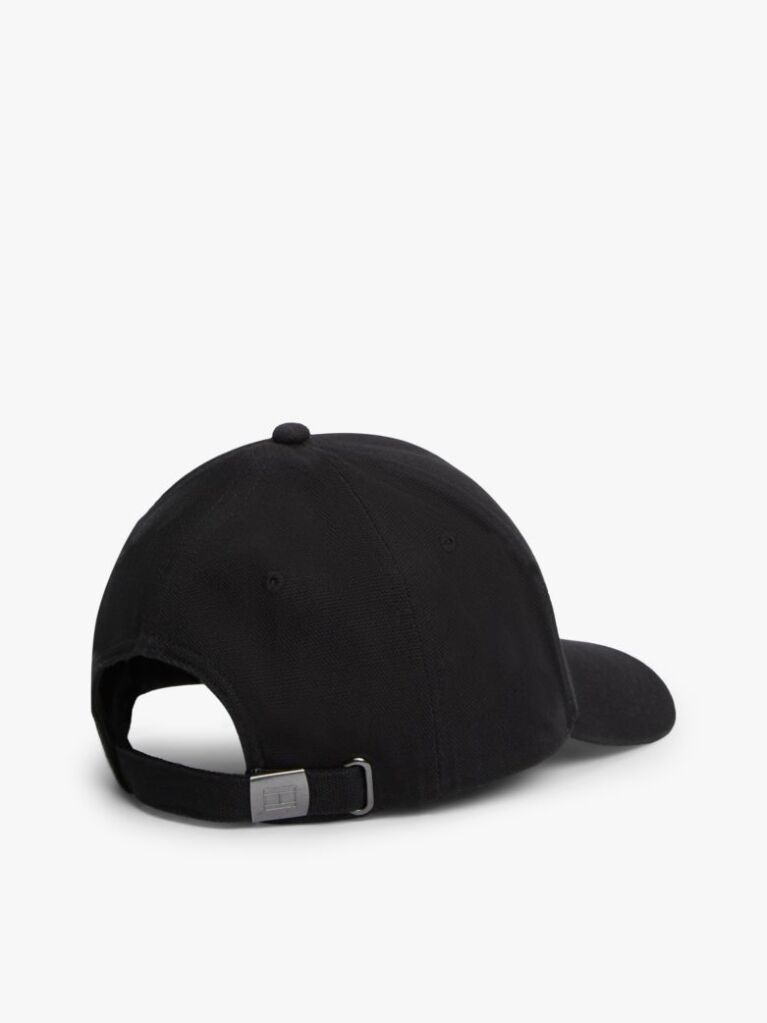 Black Logo Patch Canvas Baseball Cap  Men