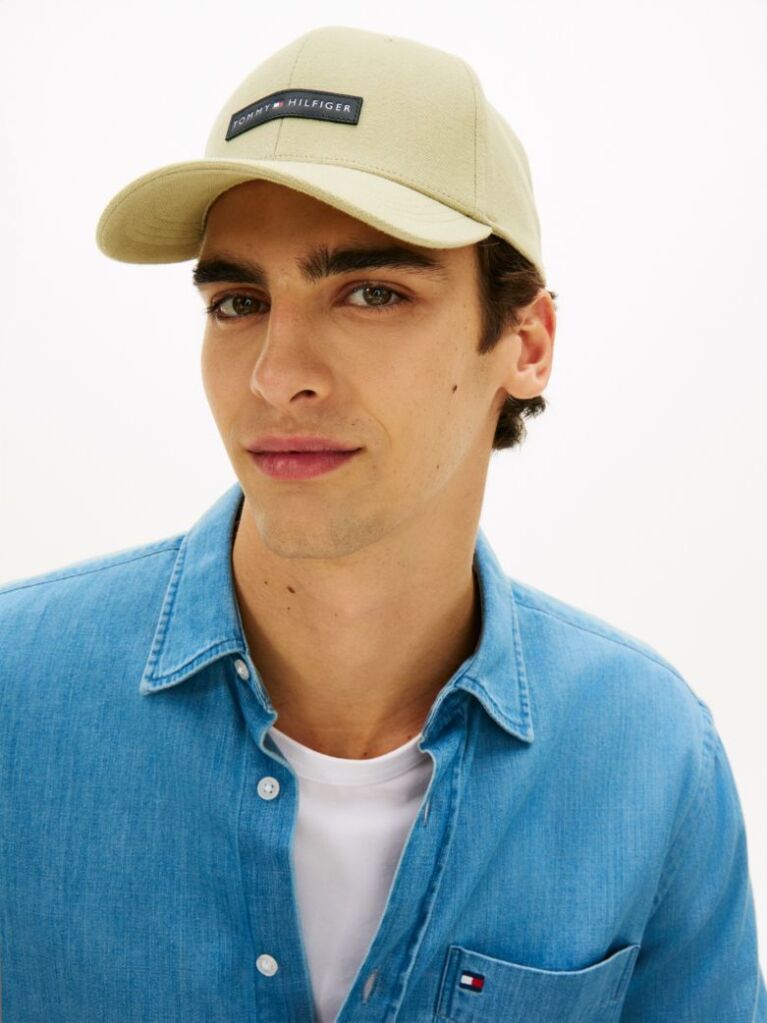 Green Logo Patch Canvas Baseball Cap  Men