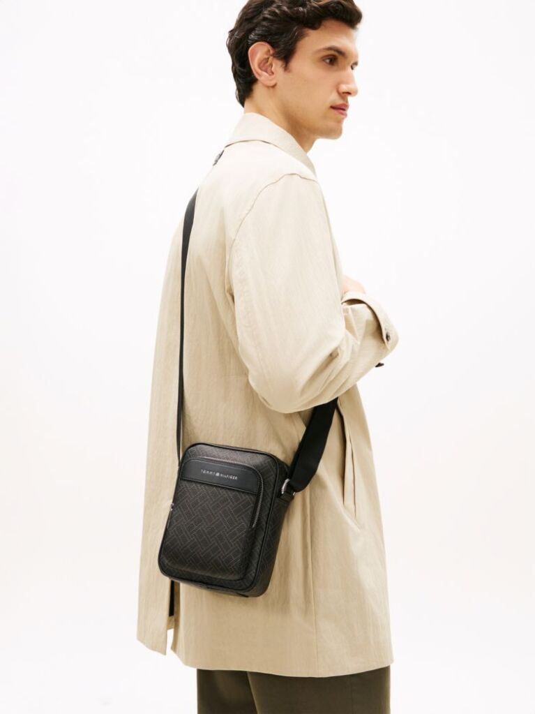 Black Hilfiger Flag Crossbody Reporter Bag  Men