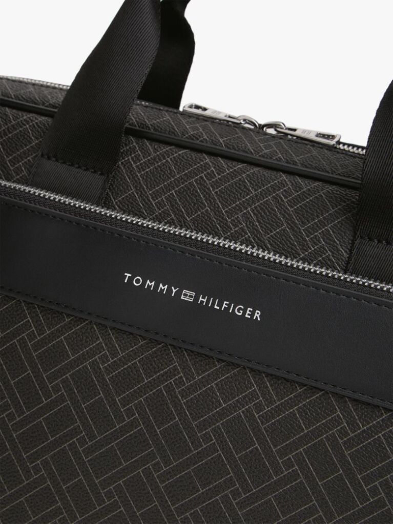 Black Hilfiger Flag Mixed Texture Laptop Bag  Men