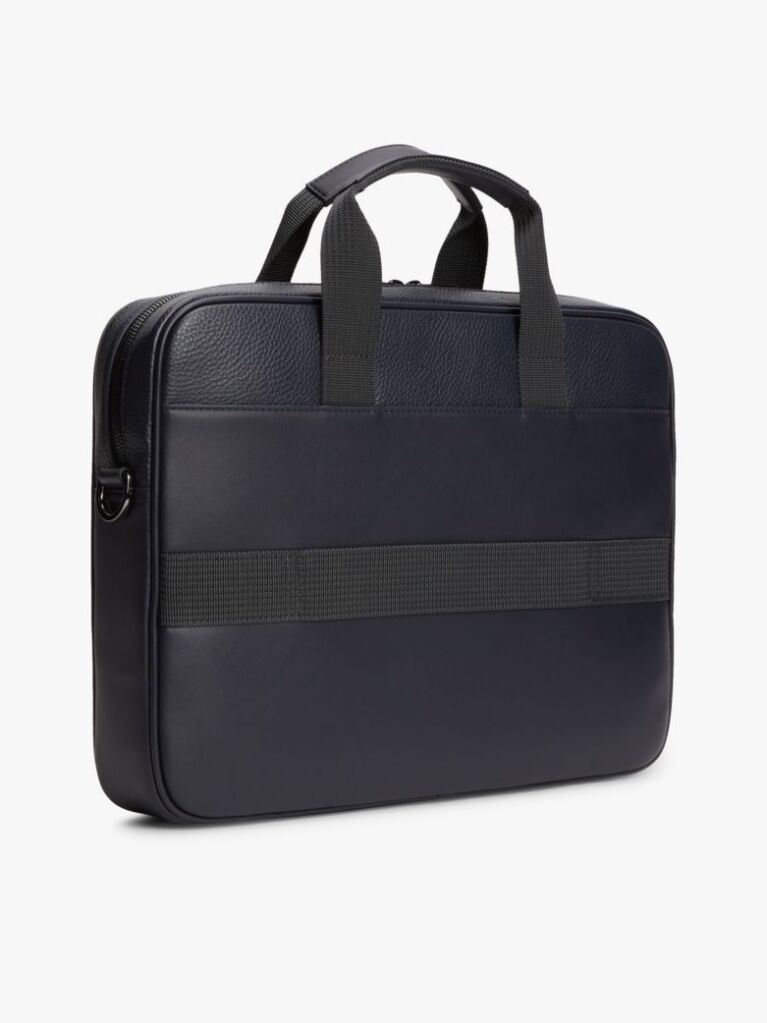 Blue Flap Pocket Pebble Grain Laptop Bag  Men