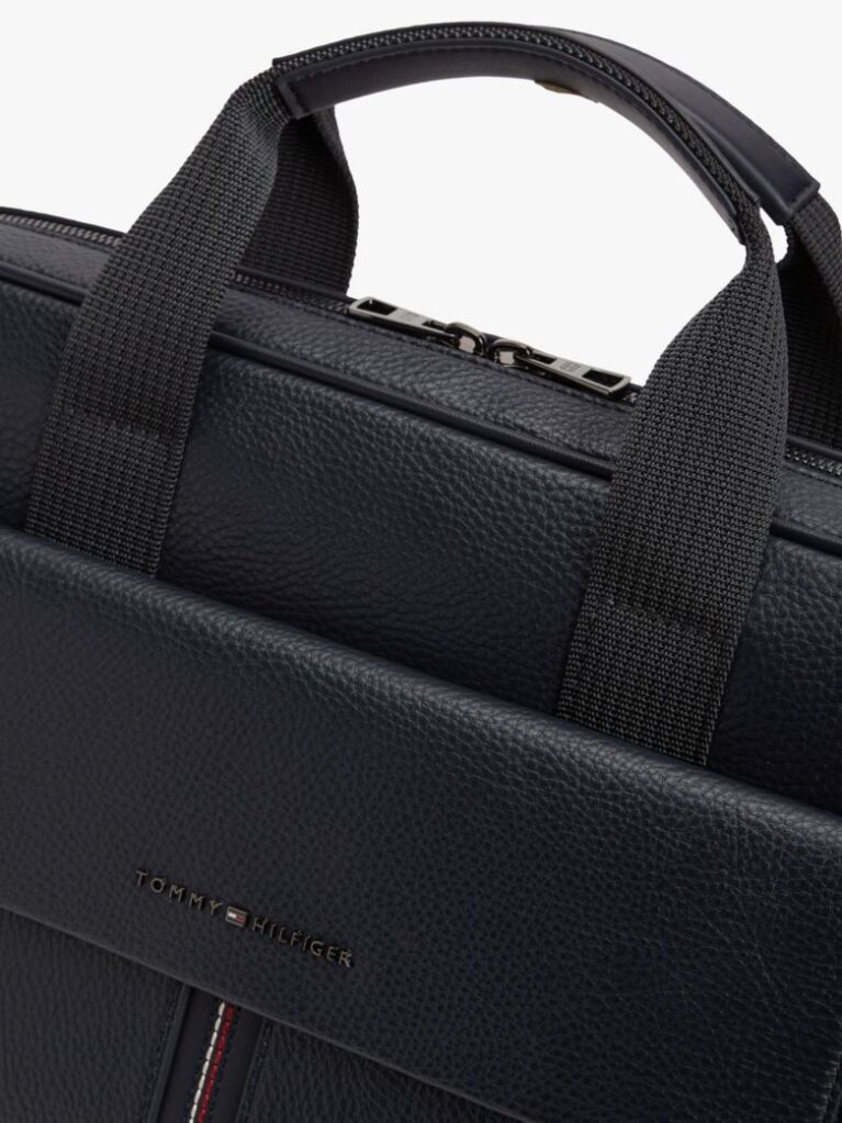 Blue Flap Pocket Pebble Grain Laptop Bag  Men