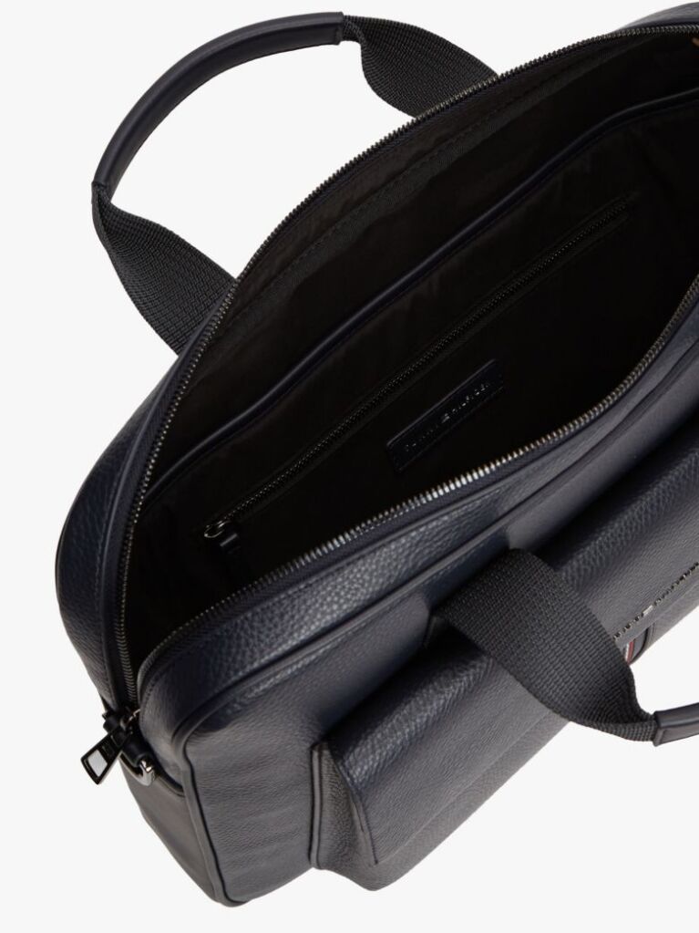 Blue Flap Pocket Pebble Grain Laptop Bag  Men