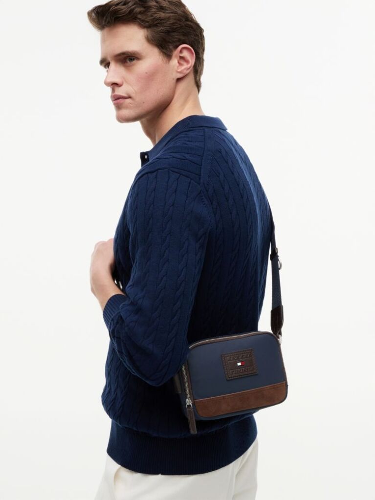 Blue Heritage Colour-Blocked Crossbody Camera Bag  Men