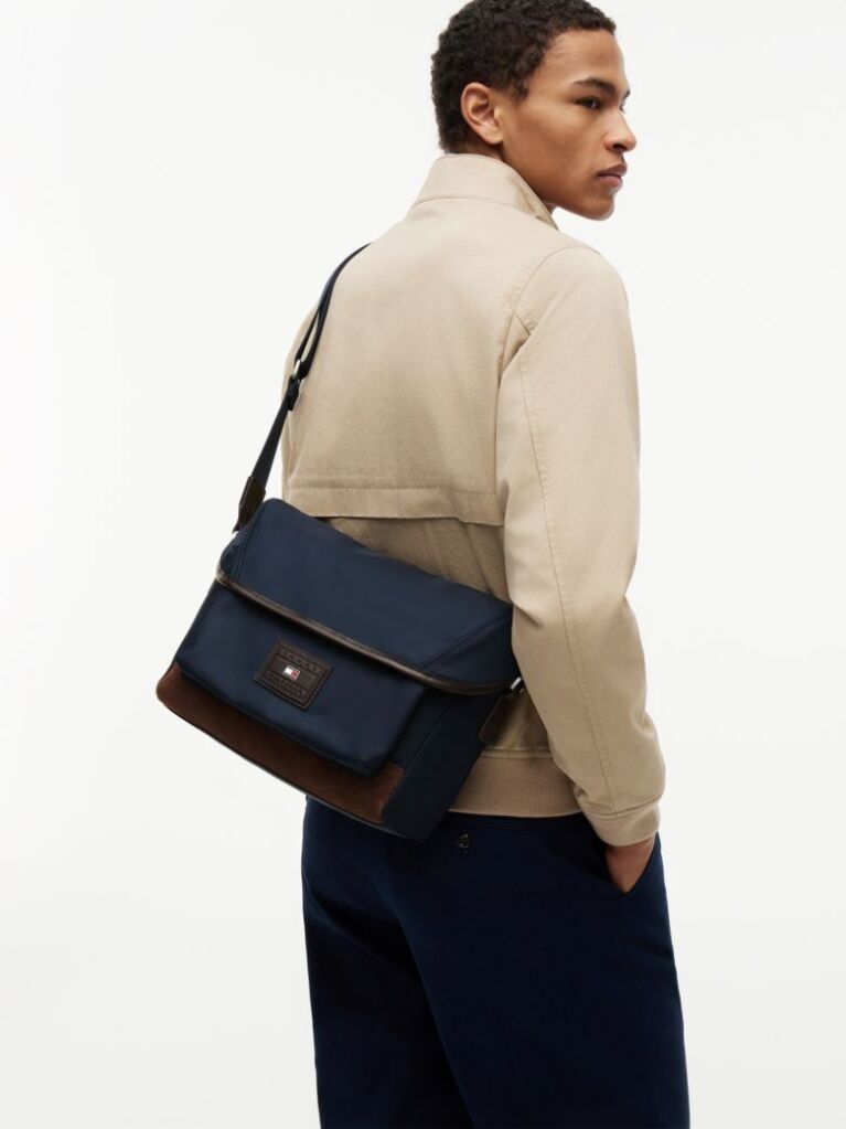 Blue Heritage Logo Patch Crossbody Satchel  Men