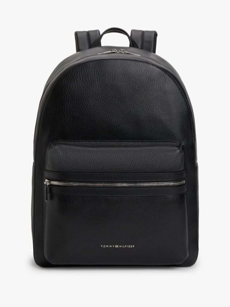 Black TH Business Premium Leather Dome Backpack  Men