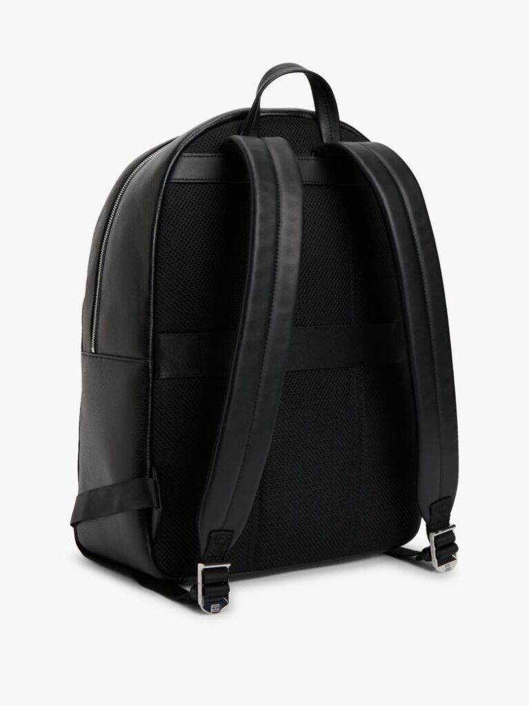 Black TH Business Premium Leather Dome Backpack  Men