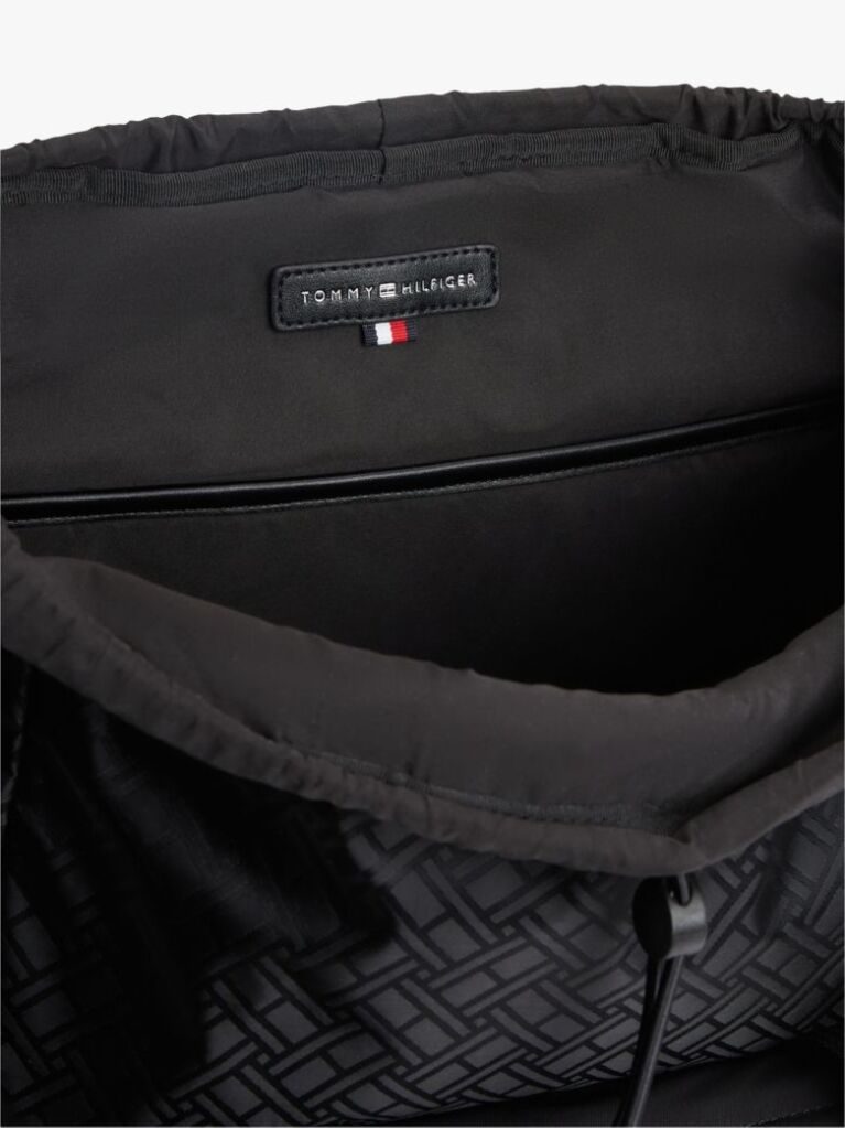 Black Textile Flag Jacquard Flap Backpack  Men