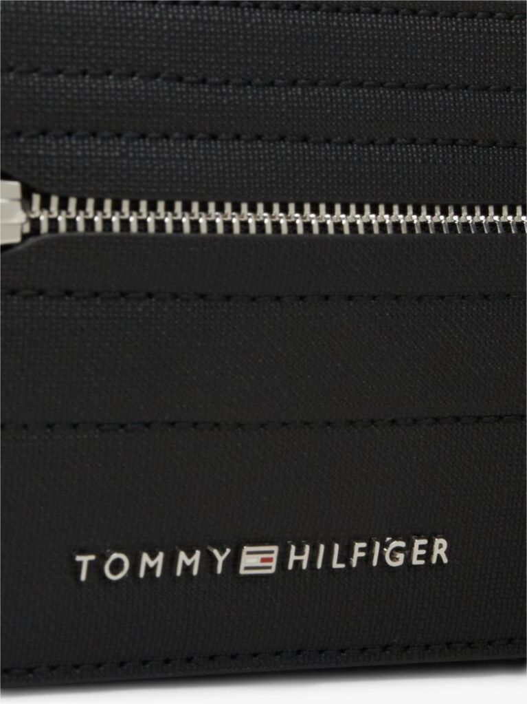 Black Modern Metal Logo Crossbody Bag  Men