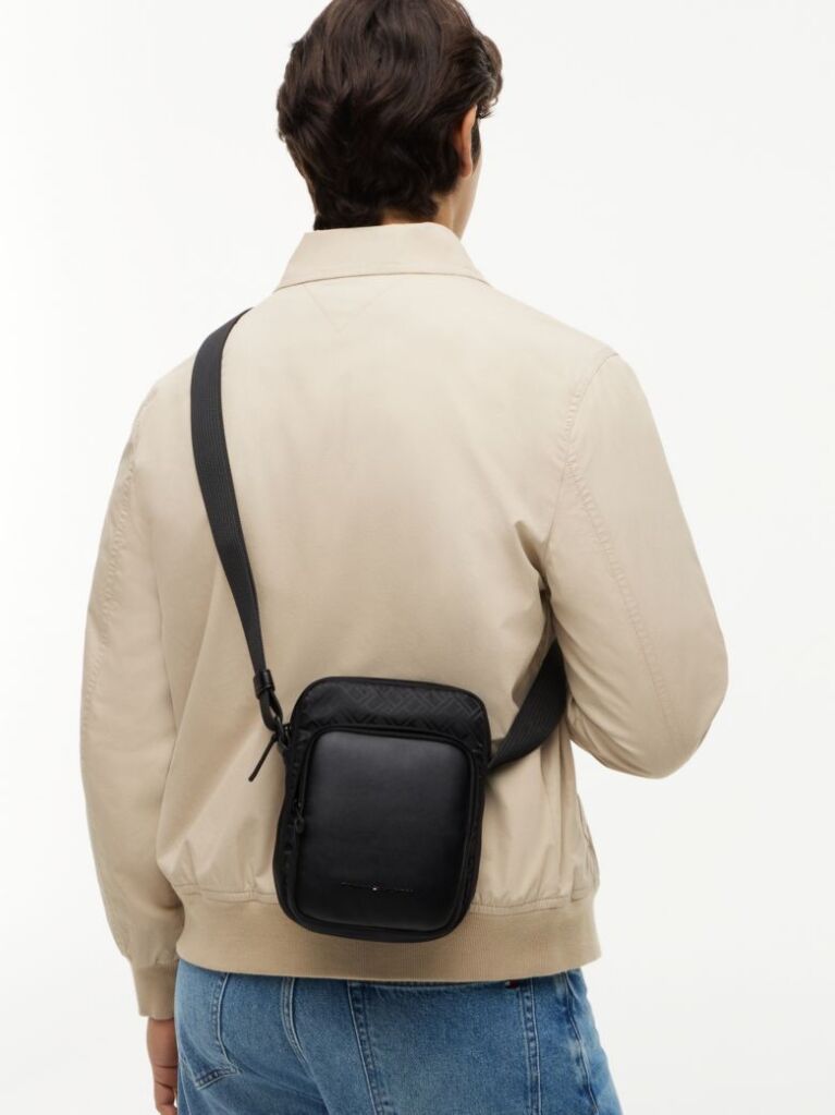 Black Flag Jacquard Crossbody Reporter Bag  Men