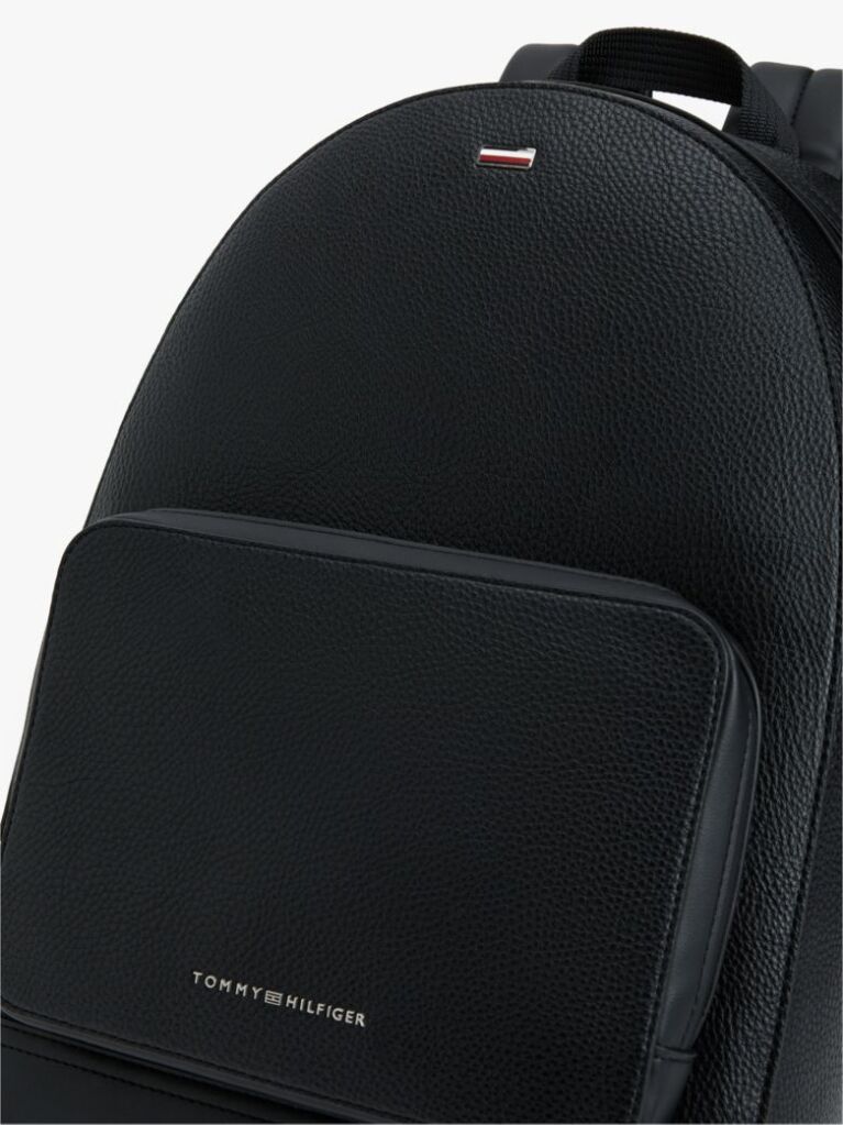 Black Signature Tape Plaque Dome Backpack  Men