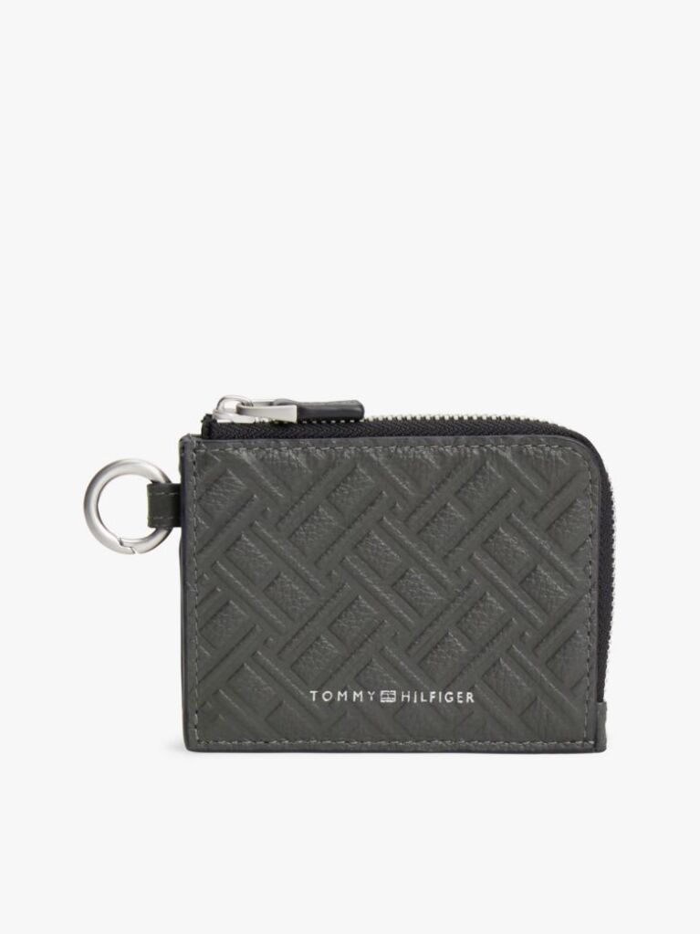 Grey Modern Leather Zip-Around Wallet  Men