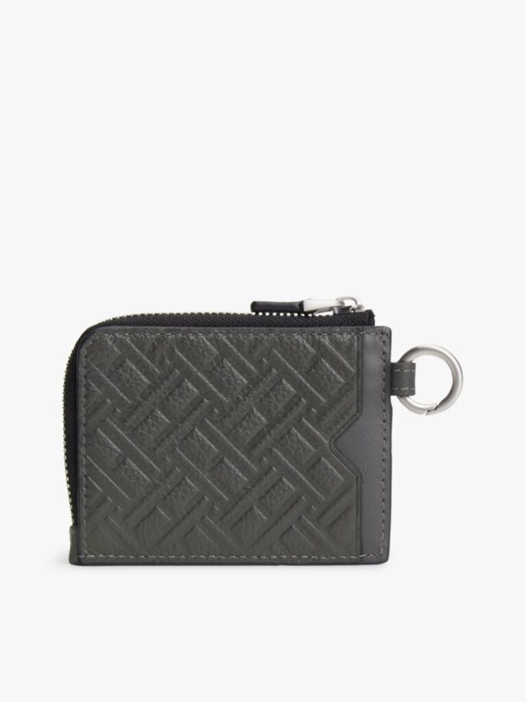 Grey Modern Leather Zip-Around Wallet  Men