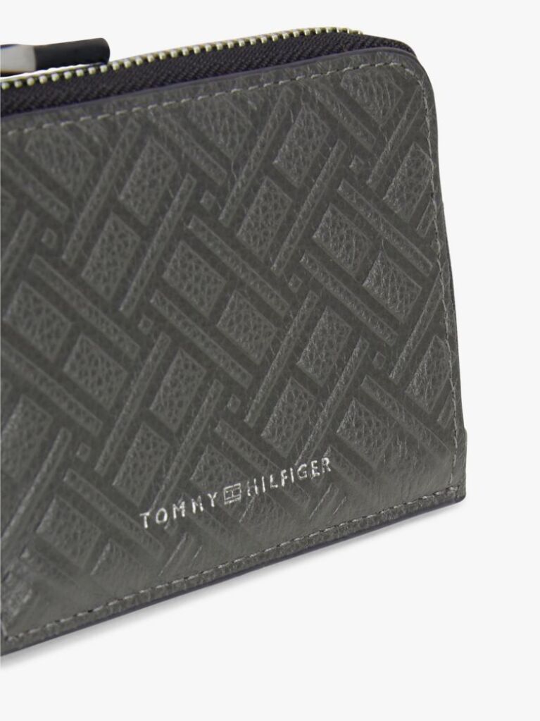 Grey Modern Leather Zip-Around Wallet  Men