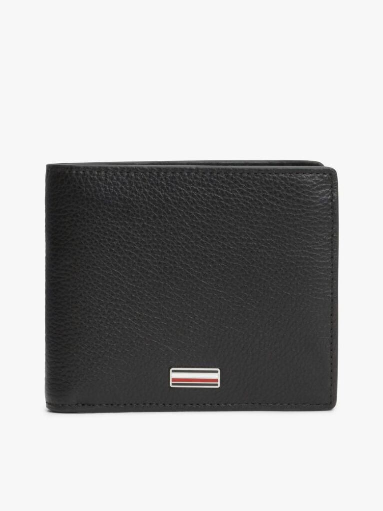 Black Credit Card And Coin Leather Bifold Wallet  Men