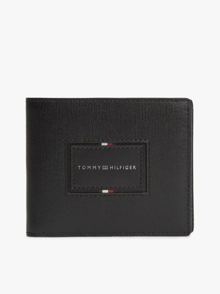 Black Leather Caviar Grain Bifold Wallet  Men