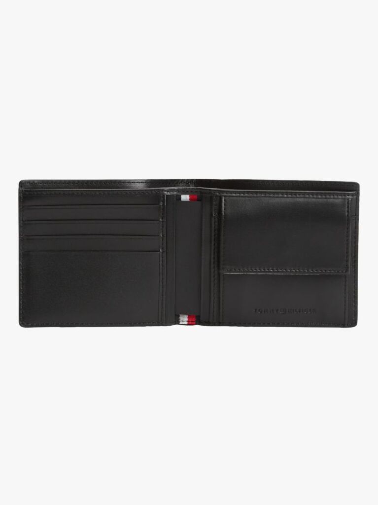 Black Leather Caviar Grain Bifold Wallet  Men