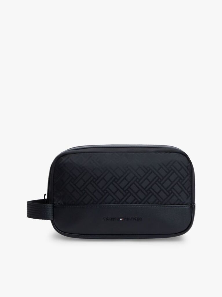 Black Logo Flag Jacquard Washbag  Men