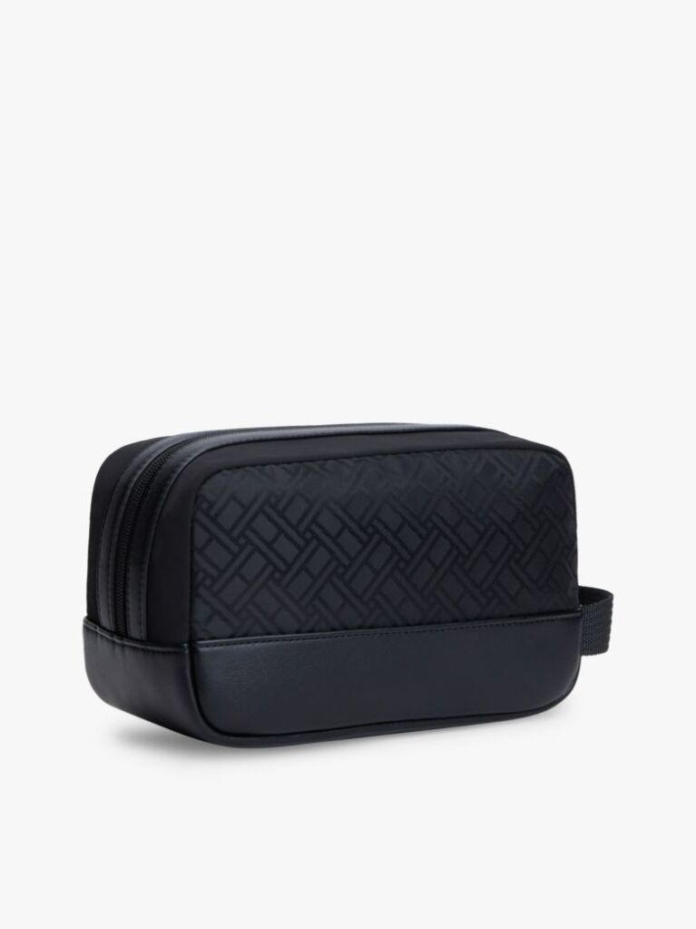 Black Logo Flag Jacquard Washbag  Men