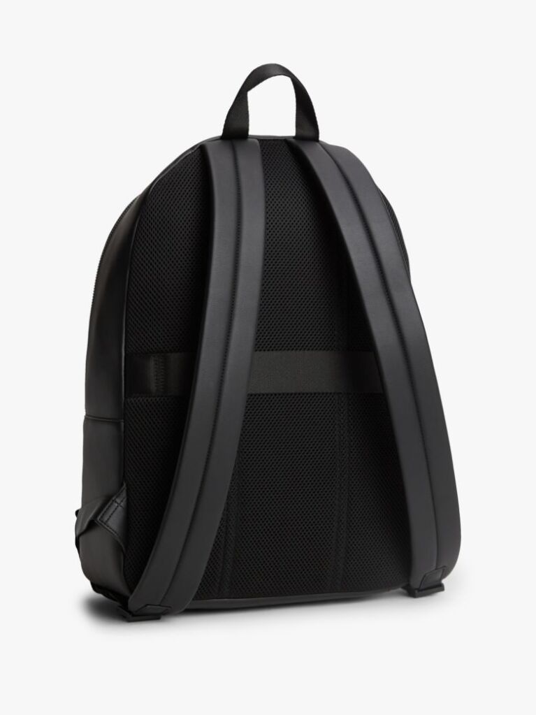 Black Signature Tape Logo Dome Backpack  Men