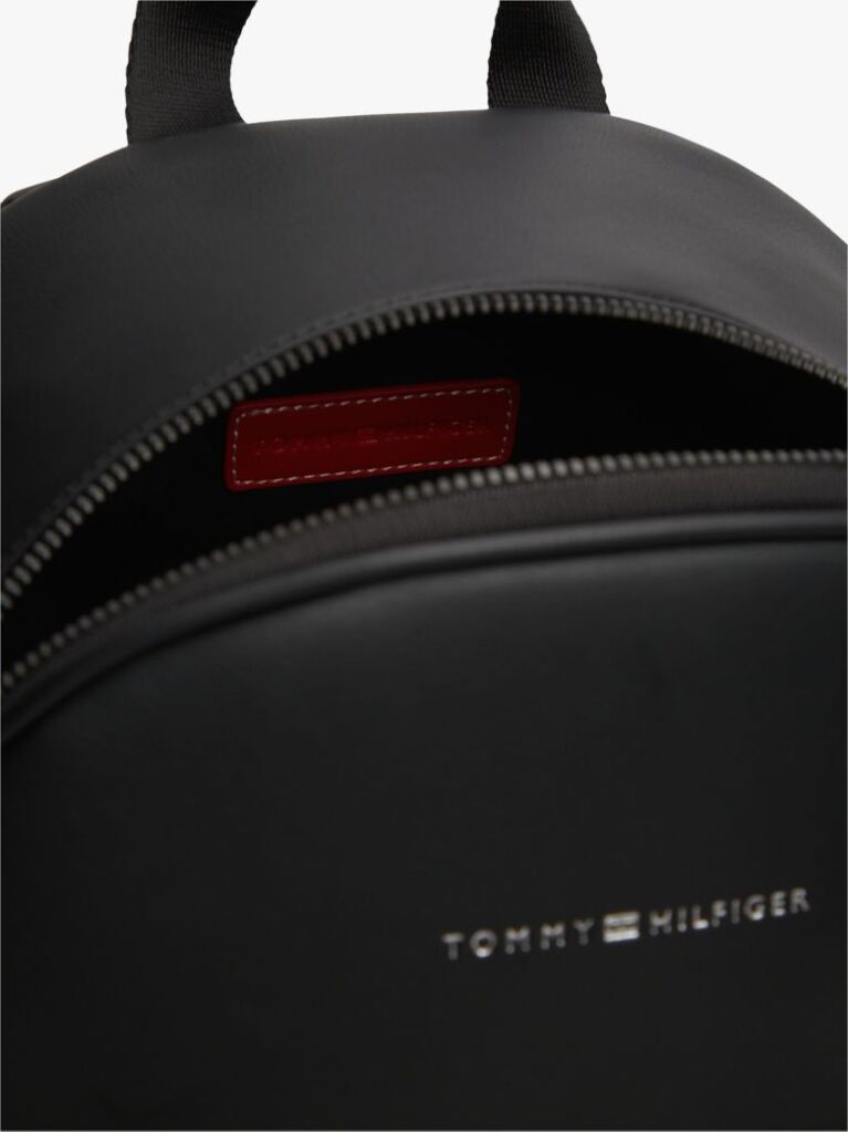 Black Signature Tape Logo Dome Backpack  Men