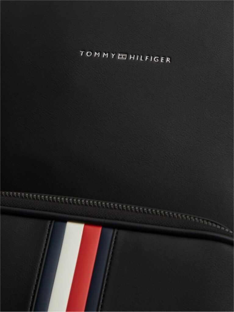 Black Signature Tape Logo Dome Backpack  Men