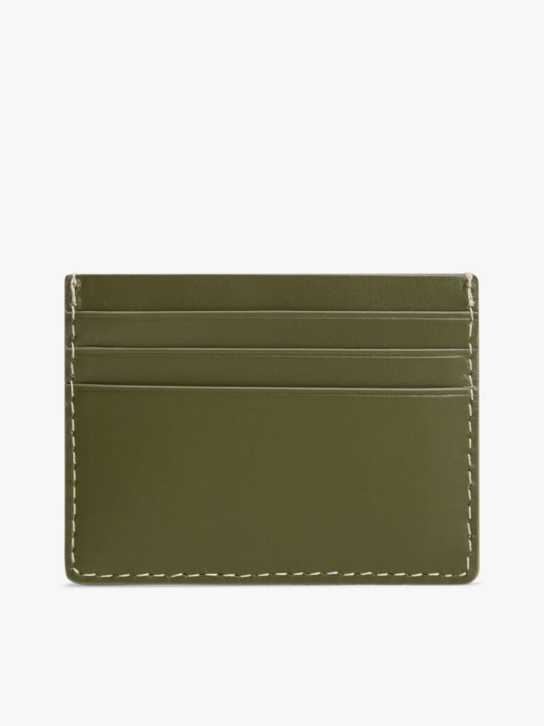 Green Embossed Flag Leather Credit Card Holder  Men