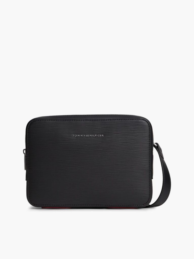 Black TH Business Textured Camera Bag  Men