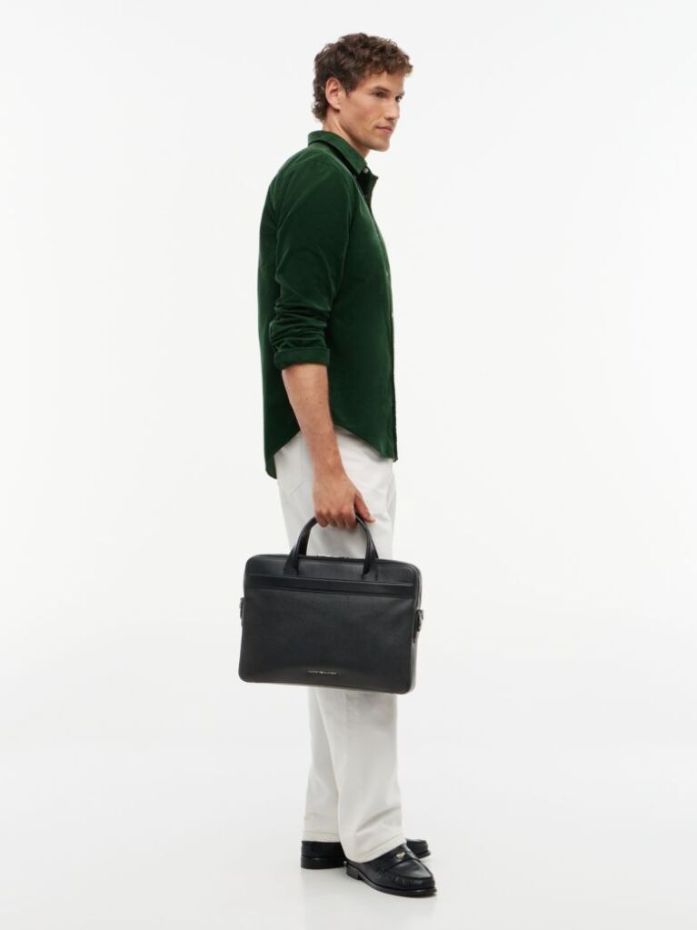 Black TH Business Leather Laptop Bag  Men