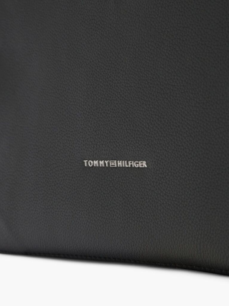 Black TH Business Leather Logo Tote Bag  Men