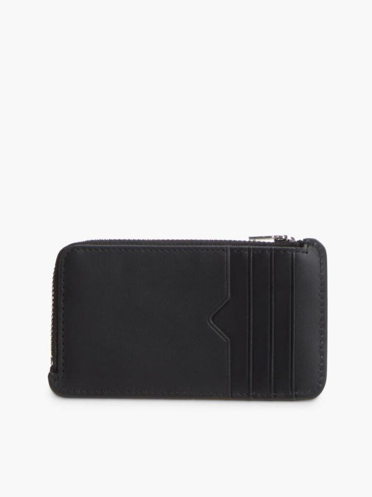 Black Perforated Leather Zip-Around Wallet  Men