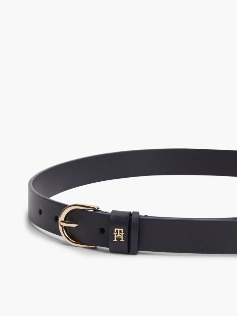 Μπλε Essential TH Monogram Δερμάτινη Ζώνη  Γυναίκες