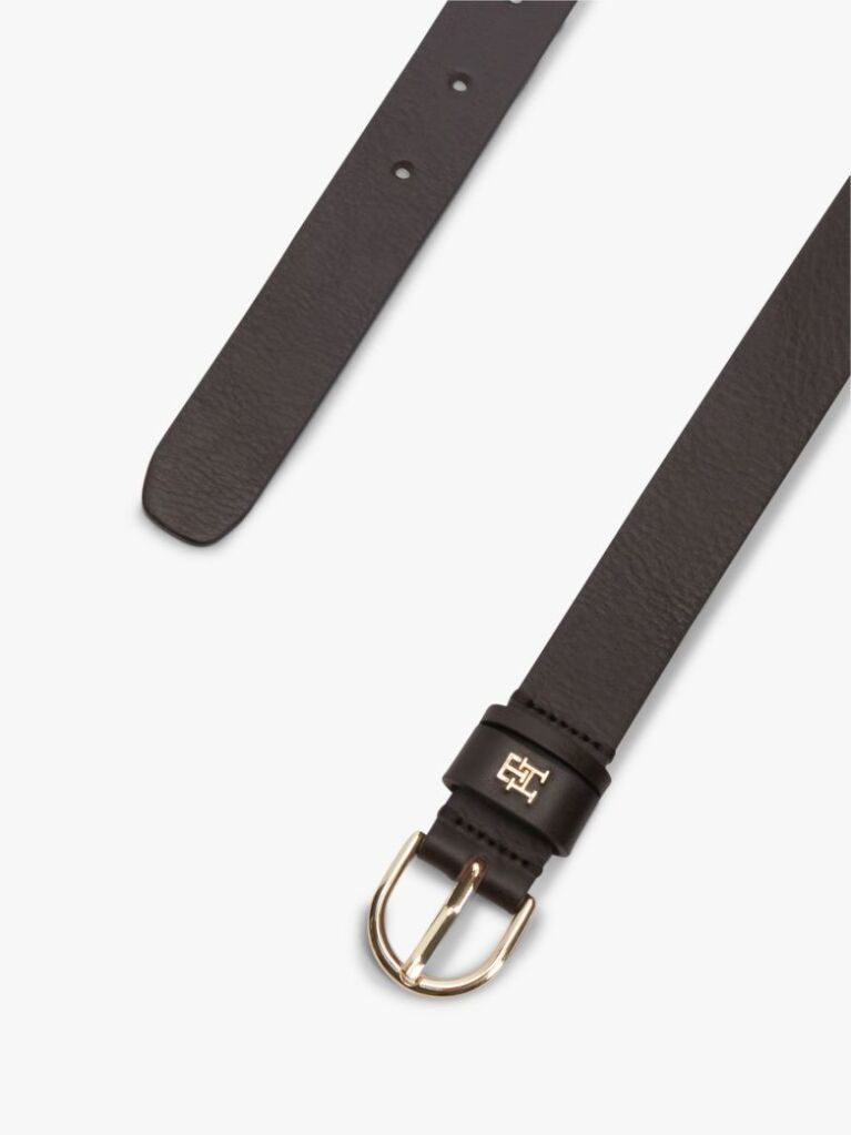 Brown Essential TH Monogram Leather Belt  Women
