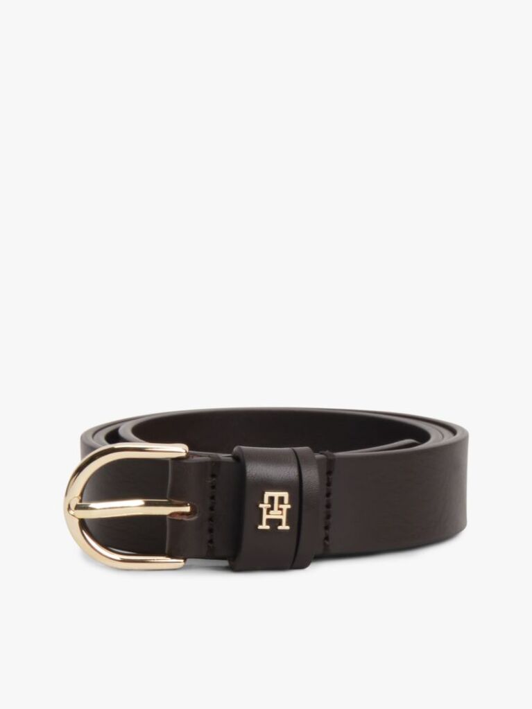 Brown Essential TH Monogram Leather Belt  Women