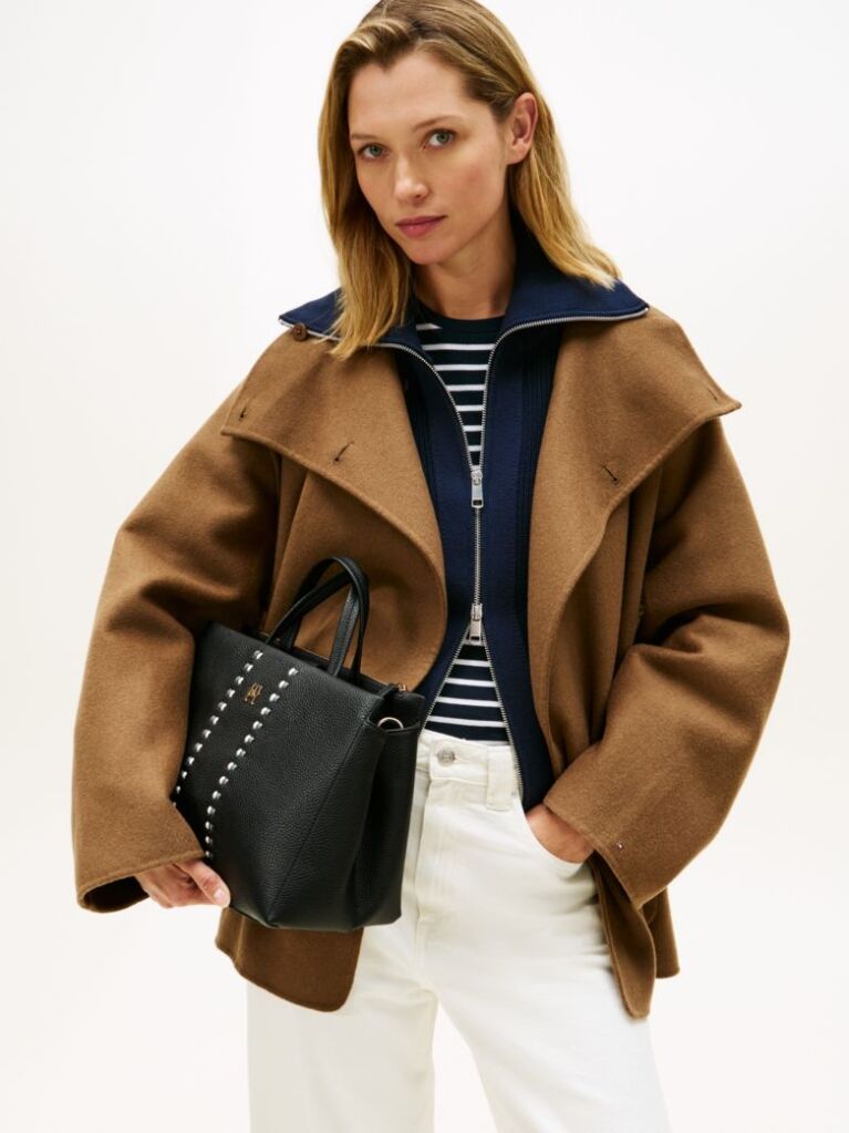 Black Signature Tape Satchel  Women