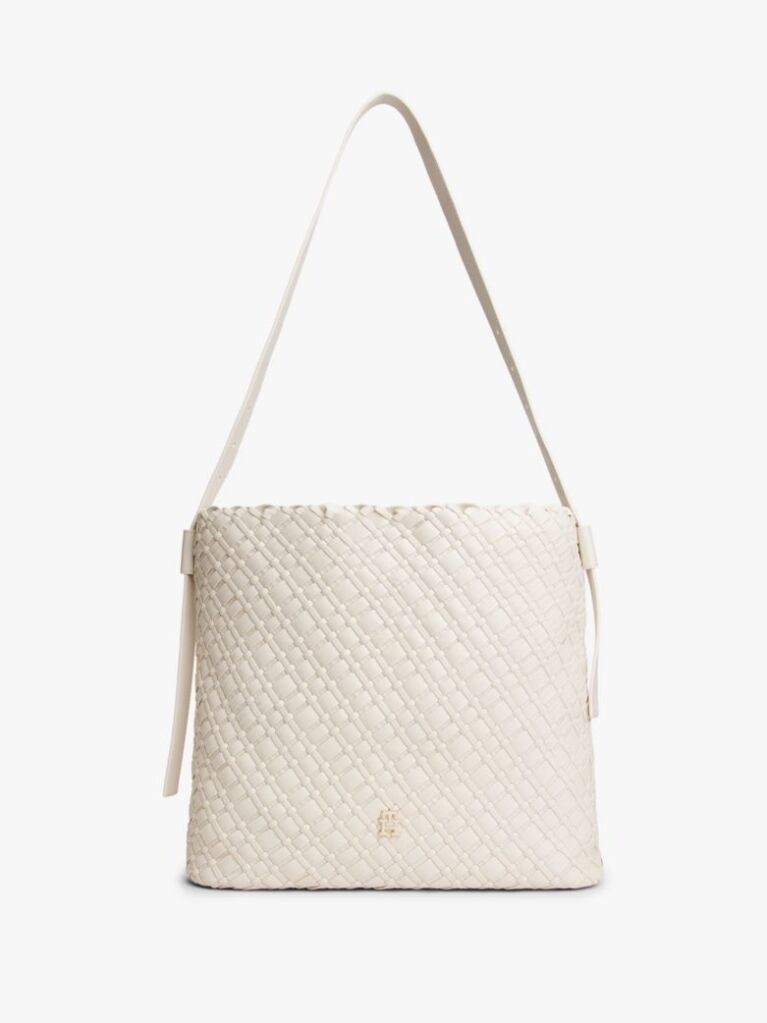 Beige TH Monogram Braided Hobo Bag  Women