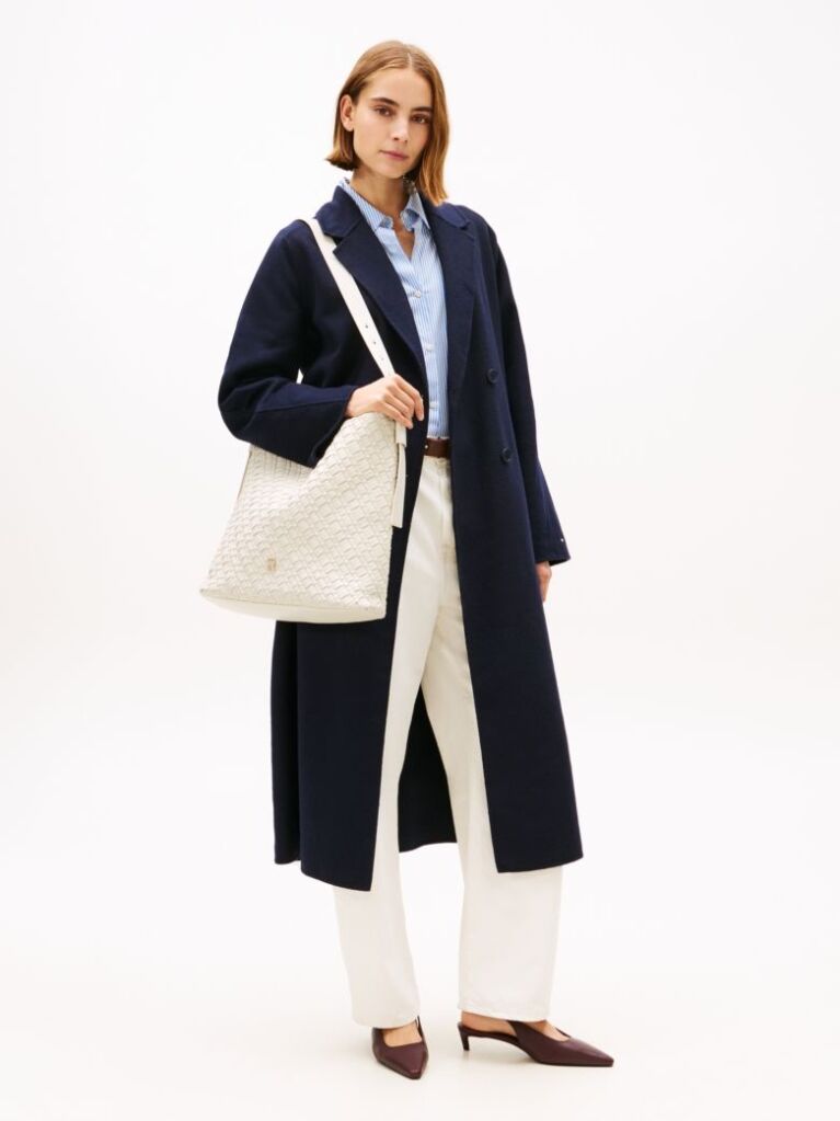 Beige TH Monogram Braided Hobo Bag  Women