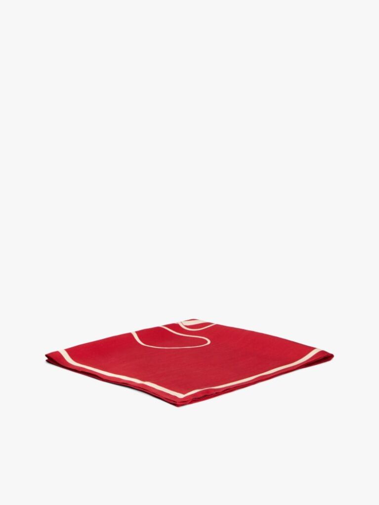 Red Pure Silk Logo Scarf  Women