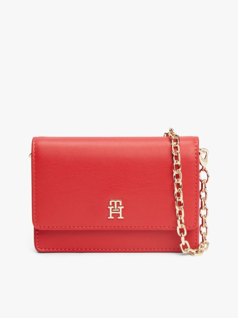 Red Hilfiger Icon Card Wallet With Chain  Women