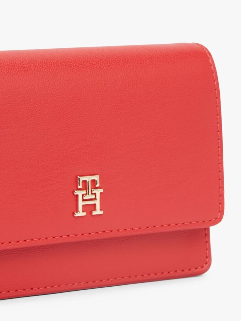Red Hilfiger Icon Card Wallet With Chain  Women