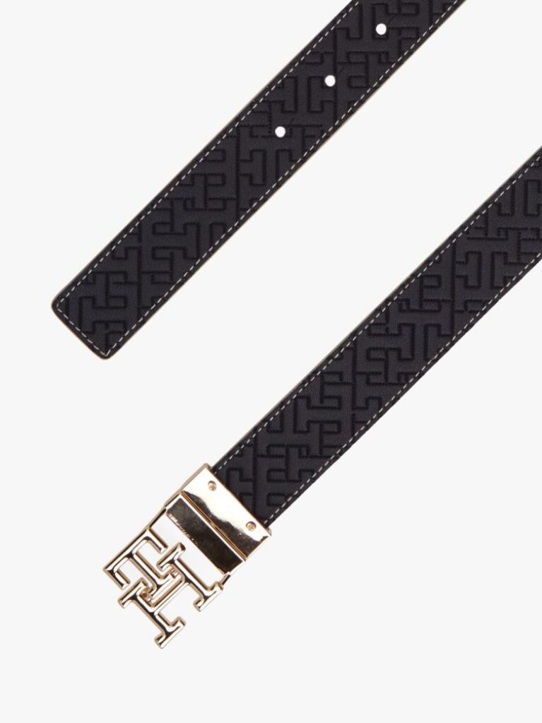 Multi TH Monogram Buckle Reversible Leather Belt  Women