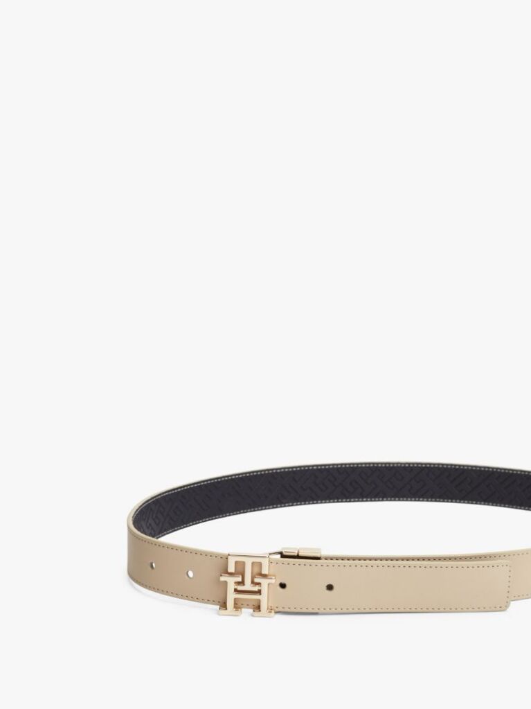 Multi TH Monogram Buckle Reversible Leather Belt  Women