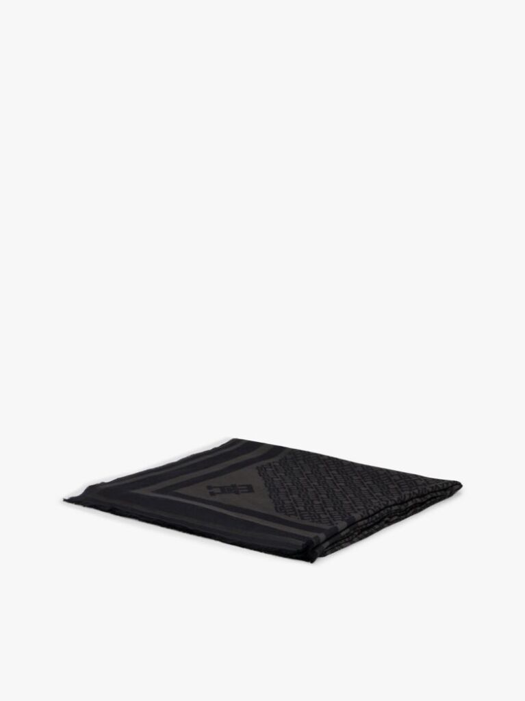 Black TH Monogram Scarf With Wool  Women