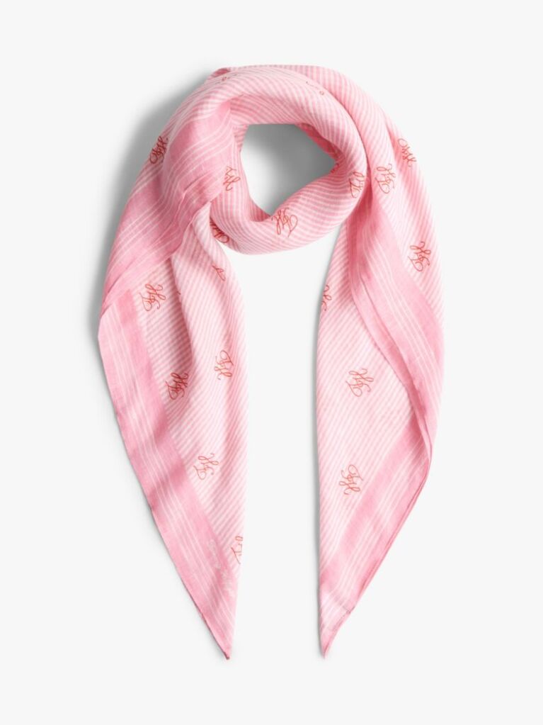 Pink Pure Linen Repeat Logo Square Scarf  Women