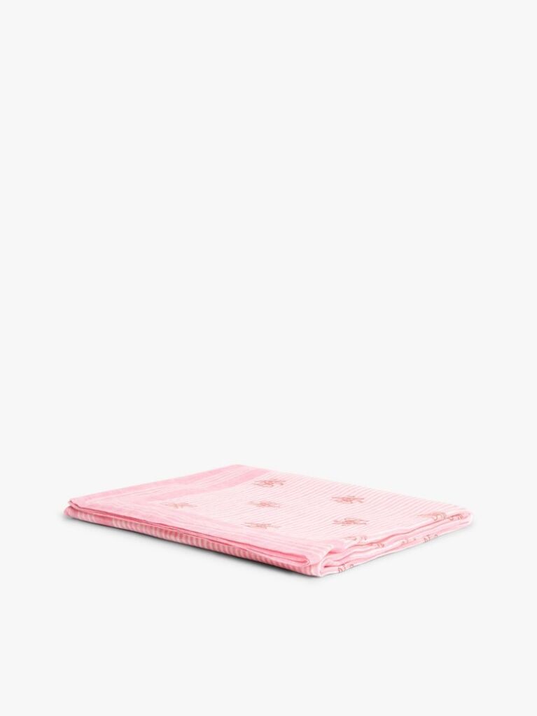 Pink Pure Linen Repeat Logo Square Scarf  Women
