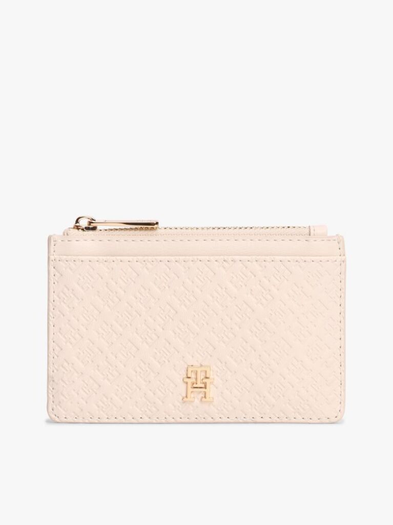 Beige Hilfiger Icon Debossed Credit Card Holder  Women