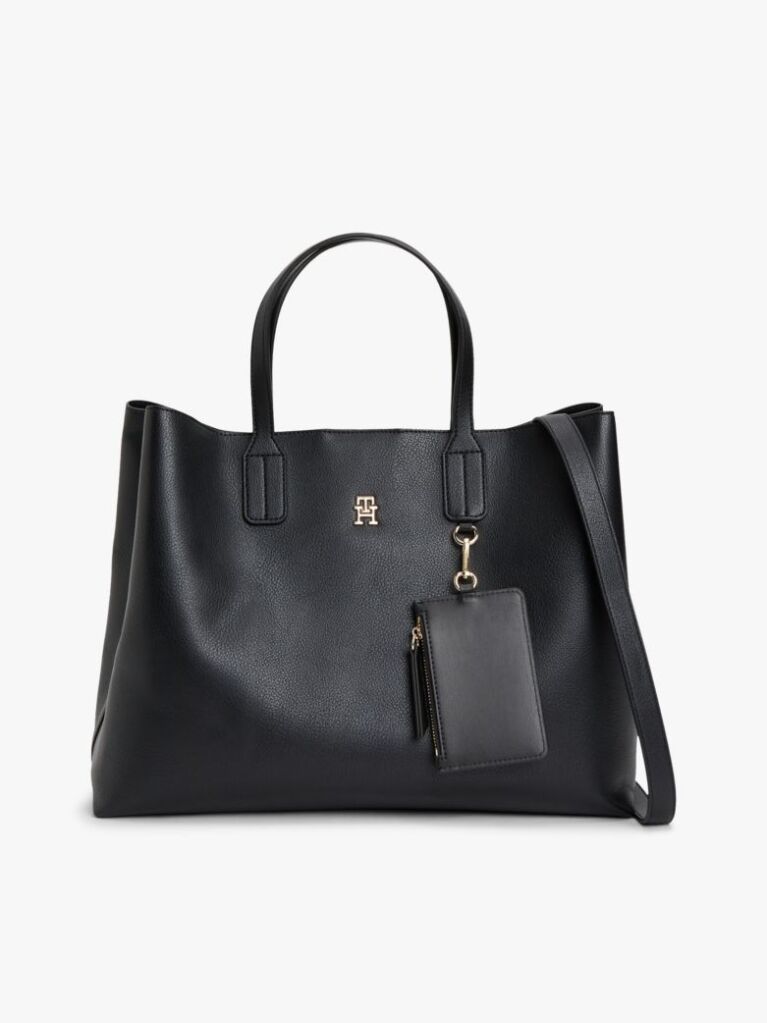 Black Hilfiger Icon Pebble Grain Satchel  Women